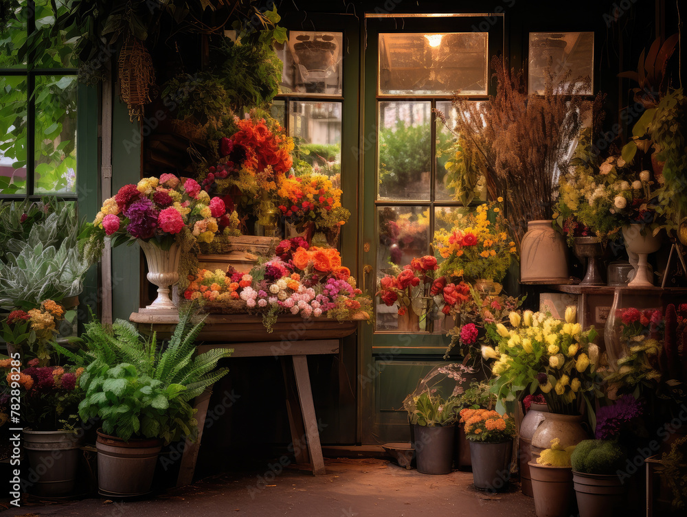 Enchanting Entrance to a Cozy Flower Shop