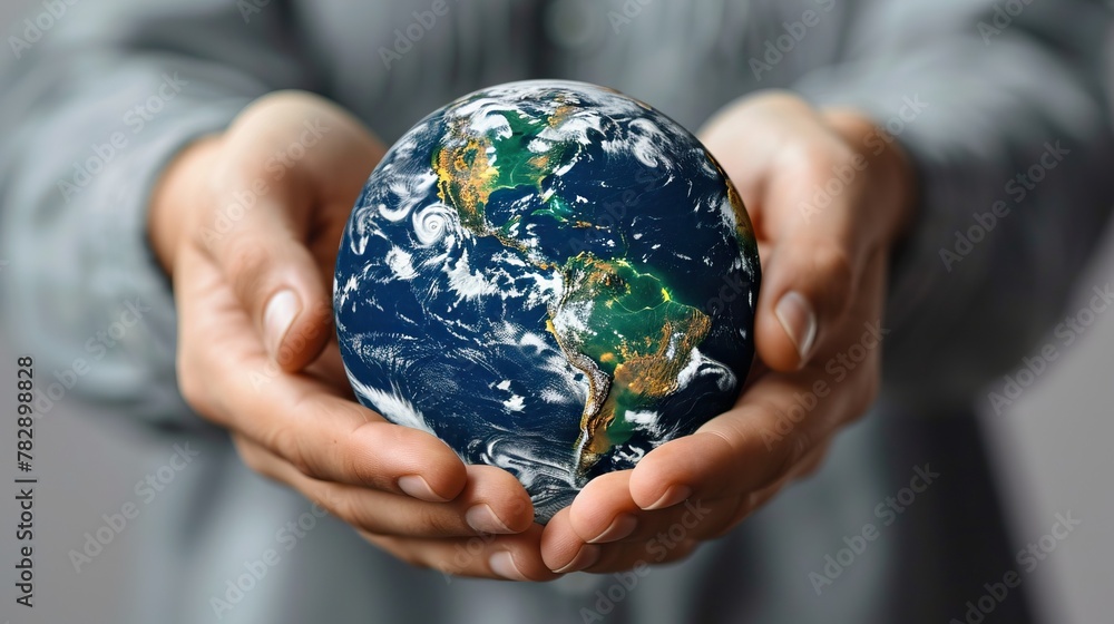 Close up of hands holding planet earth. Close up of hands holding planet earth.