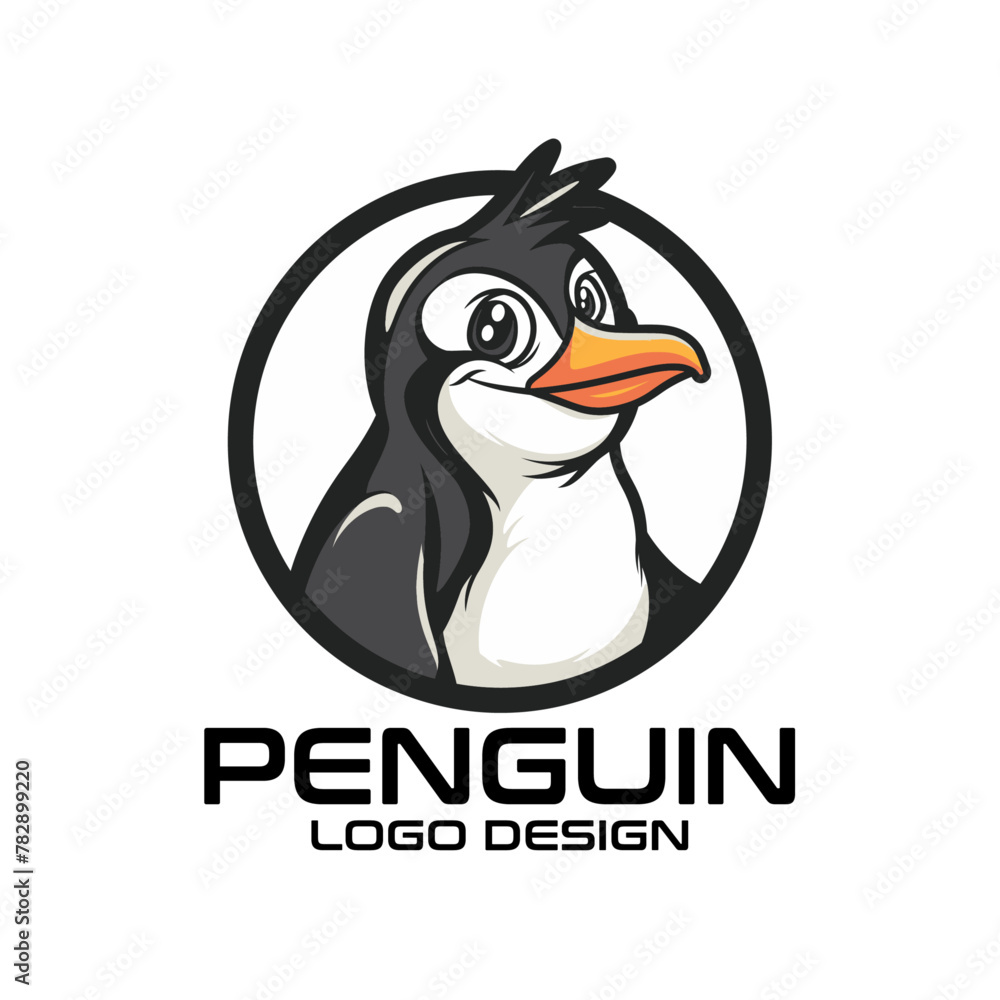 Obraz premium Penguin Cartoon Vector Logo Design