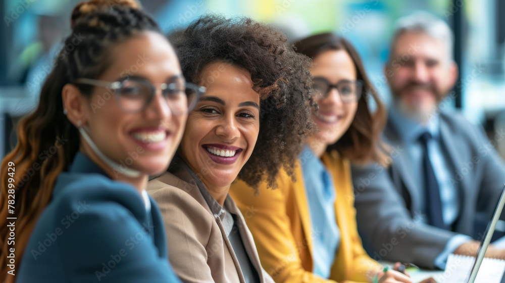 Professional Team Smiling in Office Setting Professional Team Smiling in Office Setting