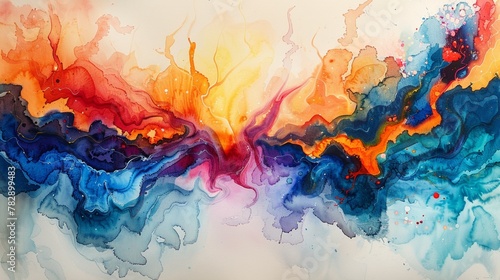 A watercolor painting that experiments with unconventional color combinations and abstract forms,  photo