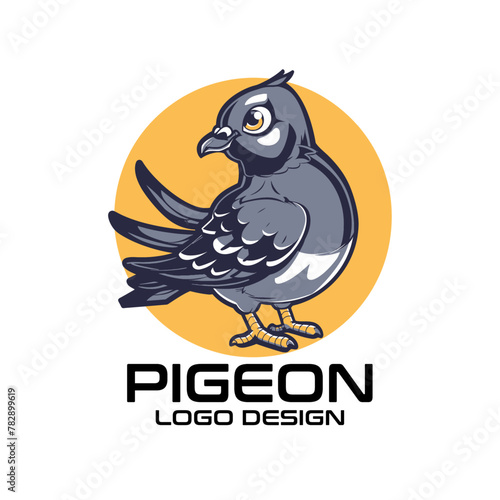 Pigeon Cartoon Vector Logo Design photo