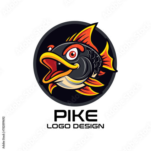 Pike Cartoon Vector Logo Design photo