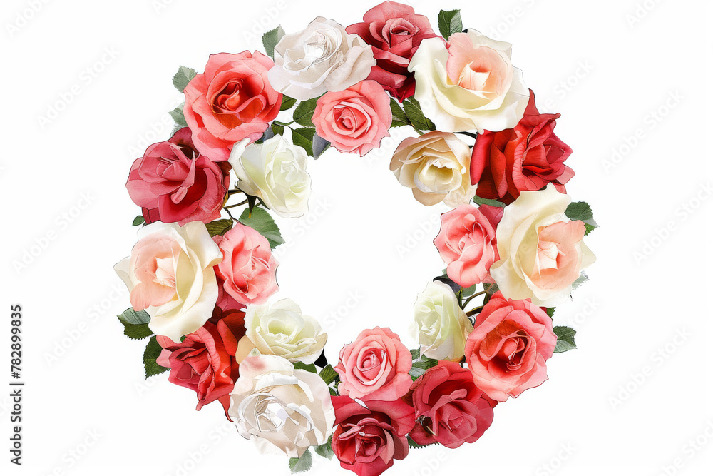 A wreath of red and white roses flowers A wreath of red and white roses flowers