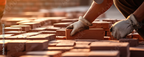 Construction Worker Precision in Laying Bricks