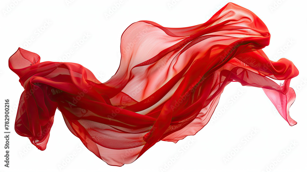 Red cloth material flying in the wind. Isolated on white background. Red cloth material flying in the wind. Isolated on white background.