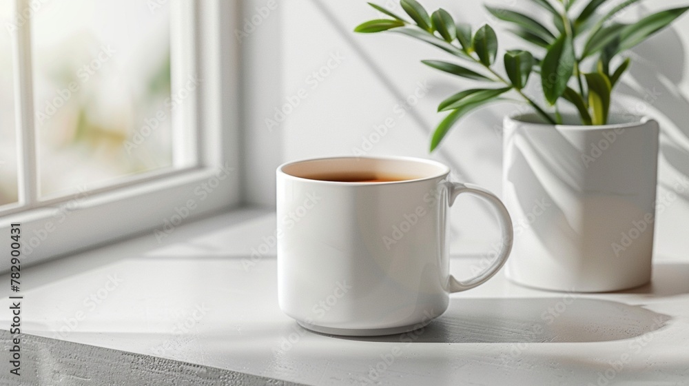 Elevate your coffee experience with this chic 3D mockup featuring a coffee mug on a clean white background, Elevate your coffee experience with this chic 3D mockup featuring a coffee mug on a clean white background,