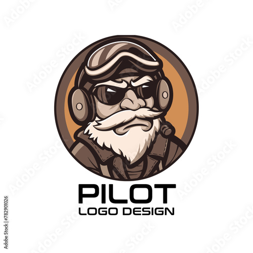 Pilot Cartoon Vector Logo Design