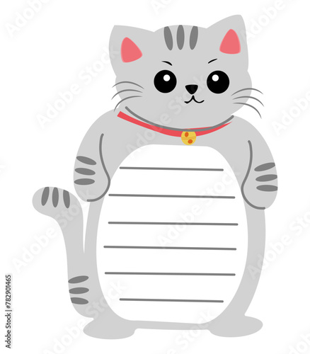 Cute cat with note line for short messages.