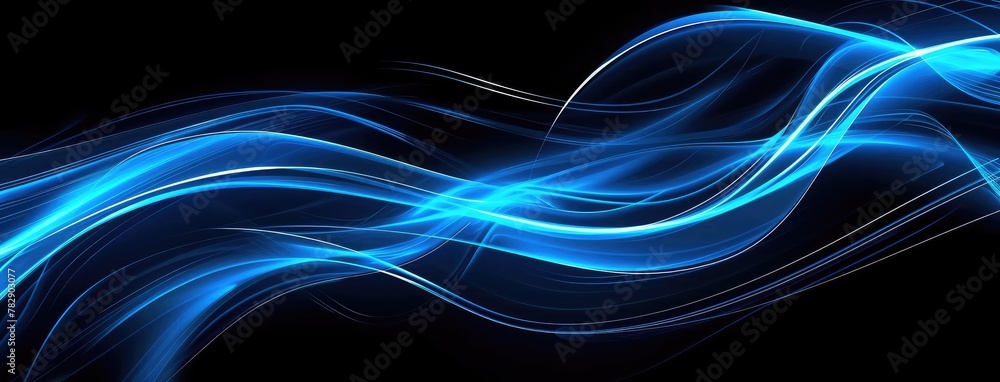 Abstract Blue Light Waves on Dark Background Abstract Blue Light Waves on Dark Background