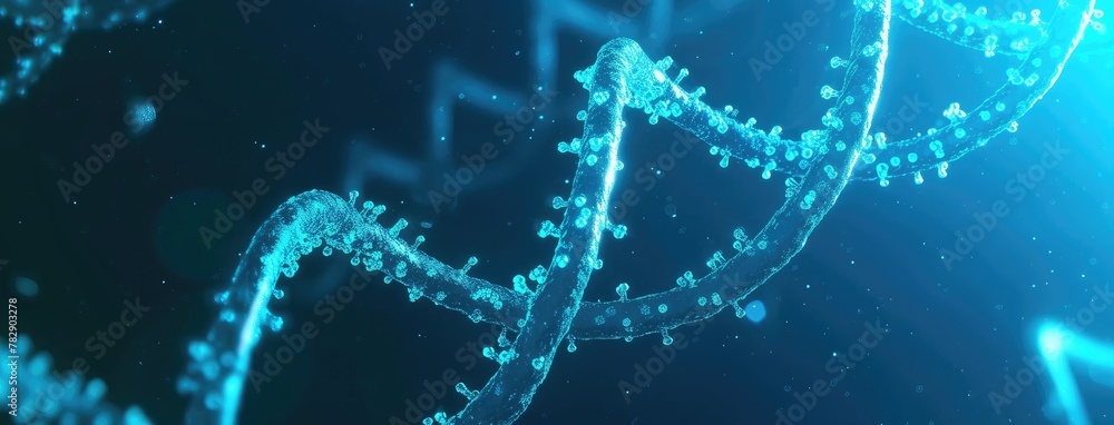 Abstract Glowing DNA Helix in a Digital Environment Abstract Glowing DNA Helix in a Digital Environment