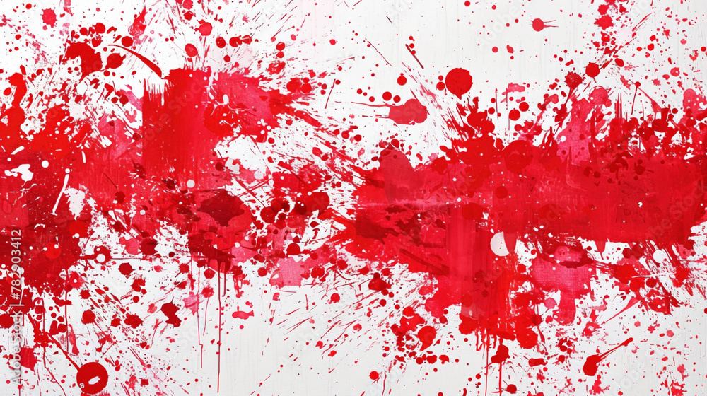 Ruby red paint splatter on a pure white background