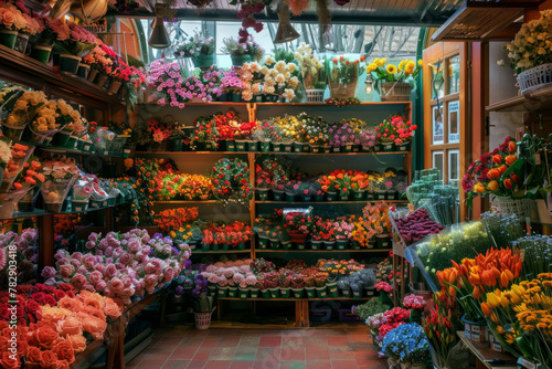 A shop selling beautiful colorful flowers