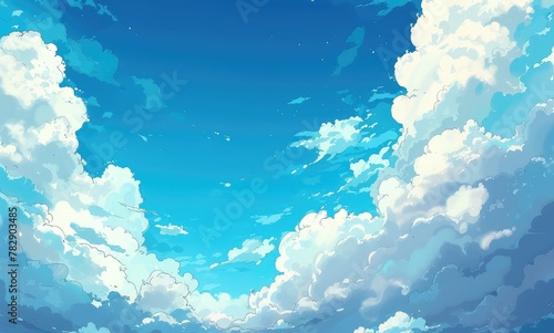 Serene Clouds and Blue Sky Panoramic View