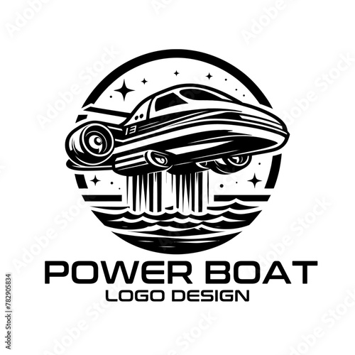 Power Boat Vector Logo Design