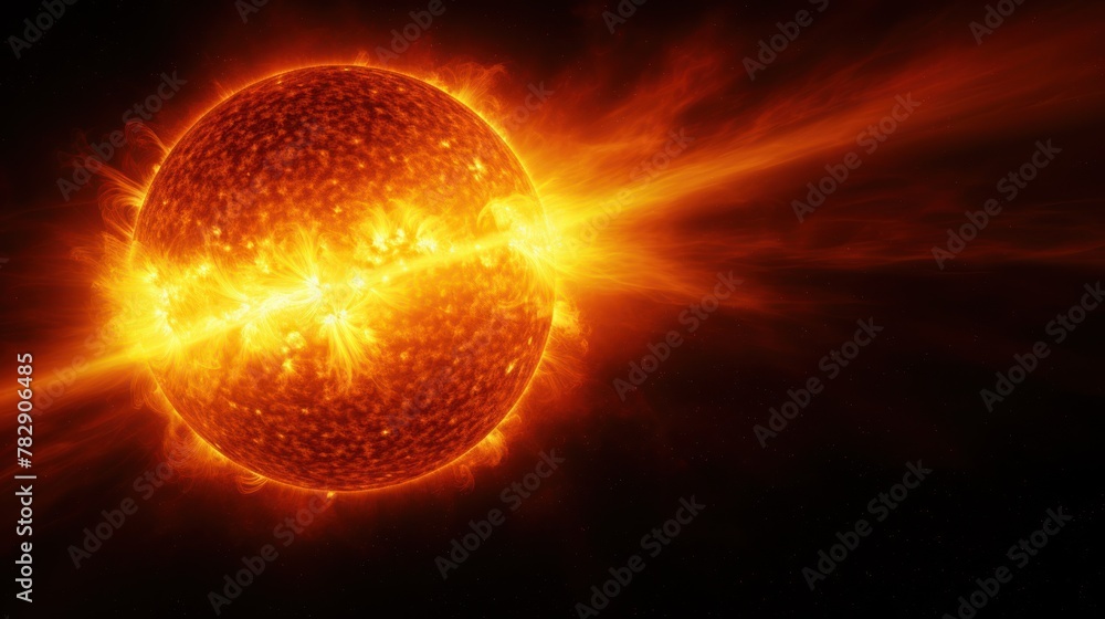 Fototapeta premium global warming concept,a big sun surface with solar flares 