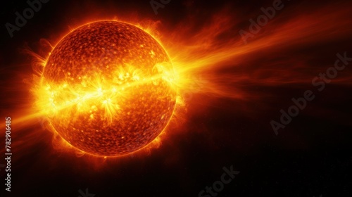  global warming concept,a big sun surface with solar flares  photo