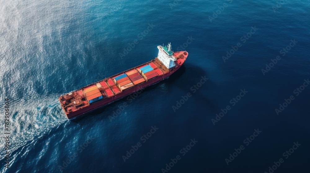 Aerial View of a Cargo Ship at the Ocean Aerial View of a Cargo Ship at the Ocean