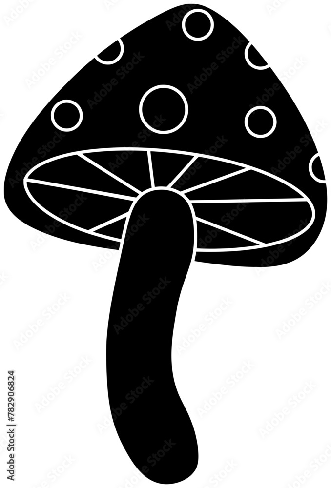 fungus illustration autumn silhouette forest logo chanterelle icon black nature food organic mushroom stem porcini champignon boletus outline morel shape vegetable fungi shiitake for vector graphic