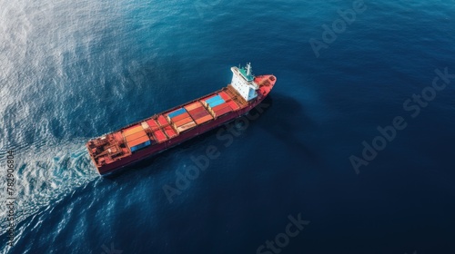 Aerial View of a Cargo Ship at the Ocean © CStock