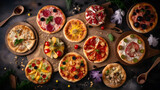 pizza image for commercial, with light background, with flying ingredients