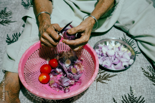 Cutting onion photo