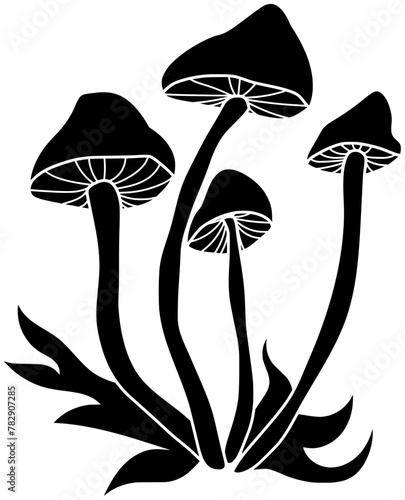 fungus illustration autumn silhouette forest logo chanterelle icon black nature food organic mushroom stem porcini champignon boletus outline morel shape vegetable fungi shiitake for vector graphic