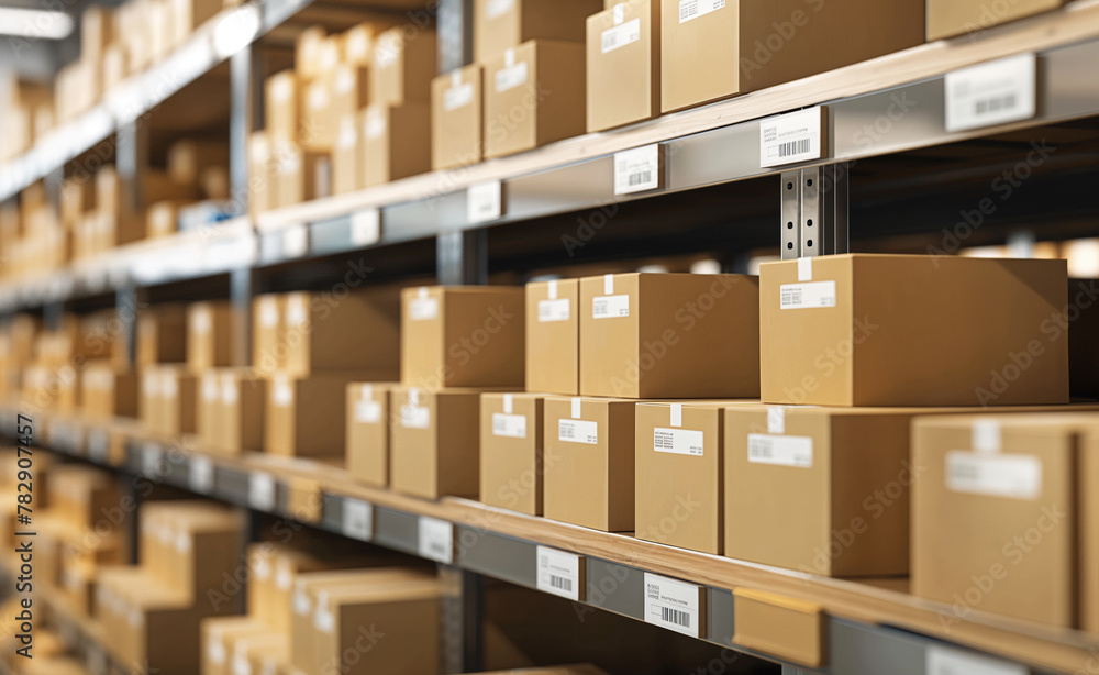 Cardboard boxes ready for stock in a modern warehouse warehouse. Parcel logistics background. Cardboard boxes ready for stock in a modern warehouse warehouse. Parcel logistics background.