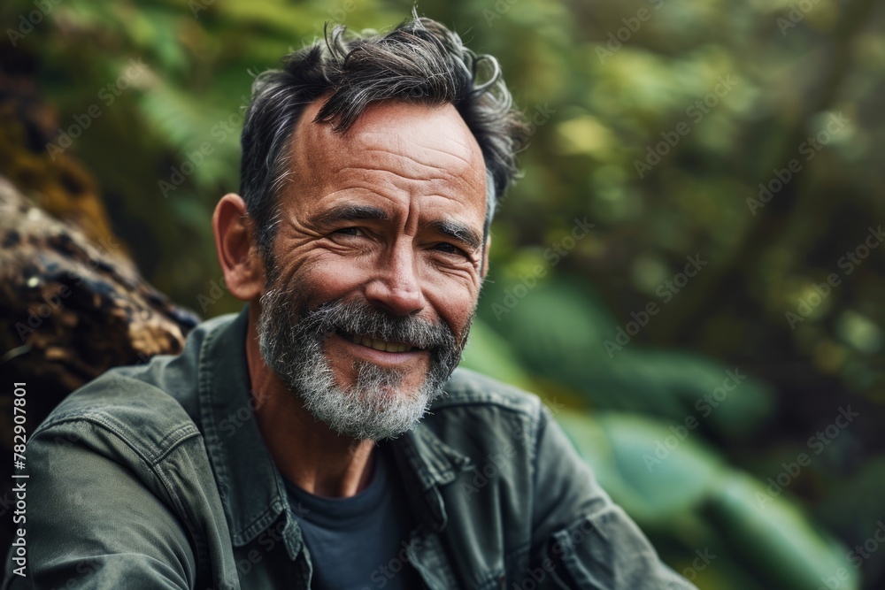 Portrait of a senior man with gray beard and mustache in nature. Portrait of a senior man with gray beard and mustache in nature.