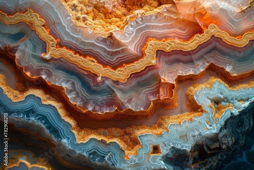 This image showcases the intricate patterns of a banded agate stone with contrasting colors and beautiful natural designs