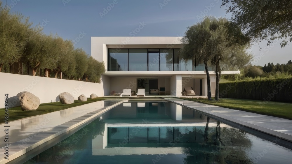 Modern design architecture house villa, mansion with swimming pool