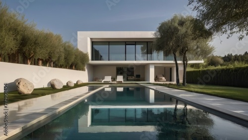 Modern design architecture house villa, mansion with swimming pool © jjfarq