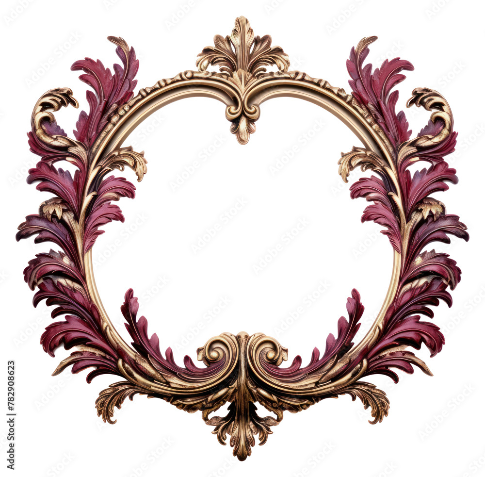 PNG Baroque Leaf jewelry ornate frame. - obrazy, fototapety, plakaty 