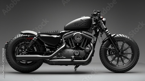 Sleek Speed: Majestic Black Motorcycle in Detail © miriam artgraphy