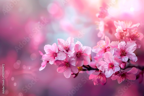 beautiful blooming Japanese sakura  blurred background