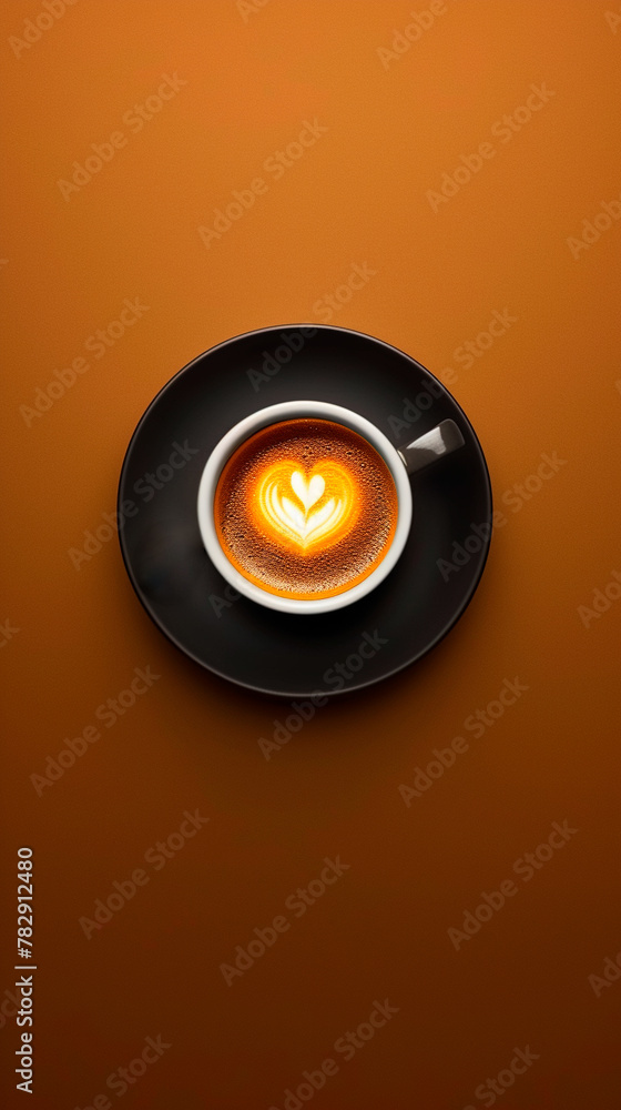 cappuccino with heart latte art on orange cappuccino with heart latte art on orange
