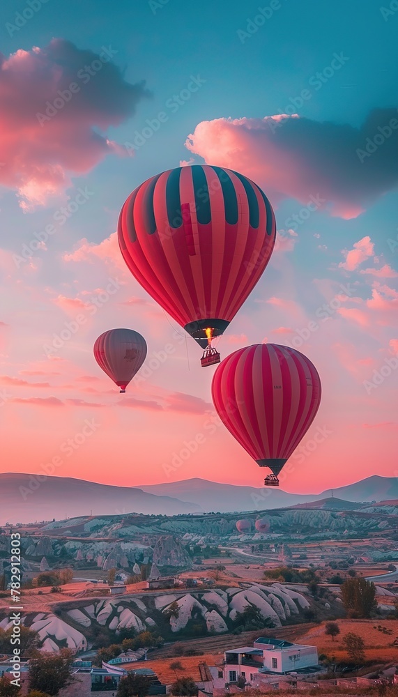  Skyward dreams: Hot air balloons floating at sunrise