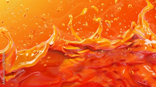 Splashes of liquid lava with red raindrops. Abstract background with splatters of molten magma. Liquid texture with rising bubbles, realistic modern illustration. © Mark