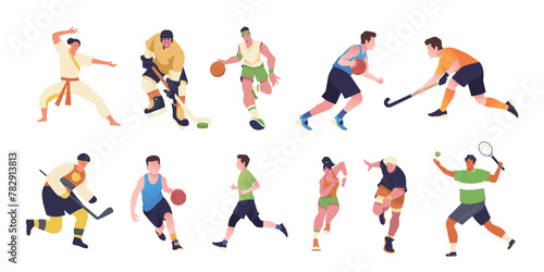 Vibrant illustrations depict various Olympic and fitness activities, showing athletes performing different sports.