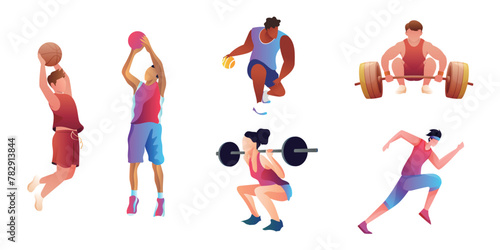 Vibrant illustrations depict various Olympic and fitness activities, showing athletes performing different sports.