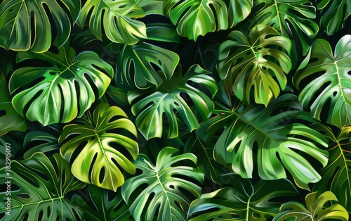 A green leaf of a monstera plant