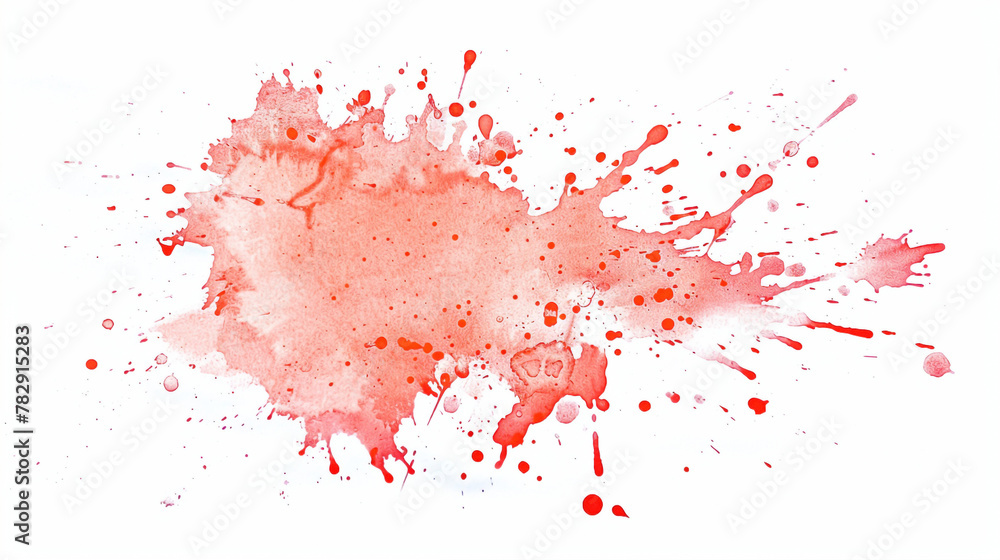 Peach pink paint splatter on a pure white background