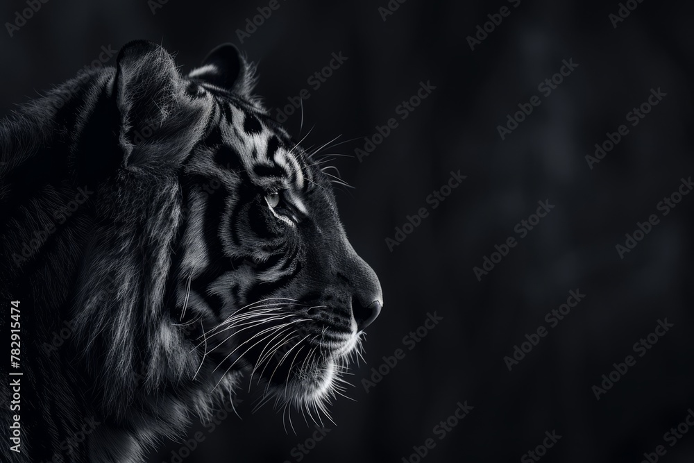 Obraz premium portrait of black and white tiger with customizable space for text