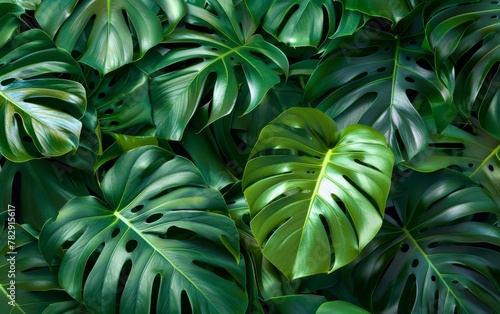 A green leaf of a monstera plant