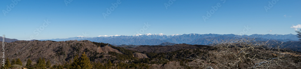 冠雪した南アルプスの山々