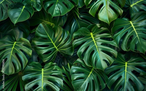 A green leaf of a monstera plant