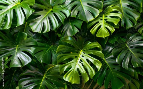 A green leaf of a monstera plant