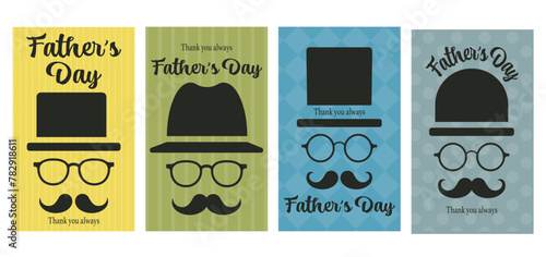 父の日の髭と帽子と眼鏡のイラストカードテンプレート ベクター 素材  背景 パターン柄