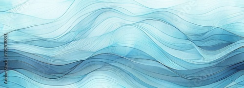 abstract art. It features a blue wave-like pattern with white accents that create a sense of depth and movement. photo