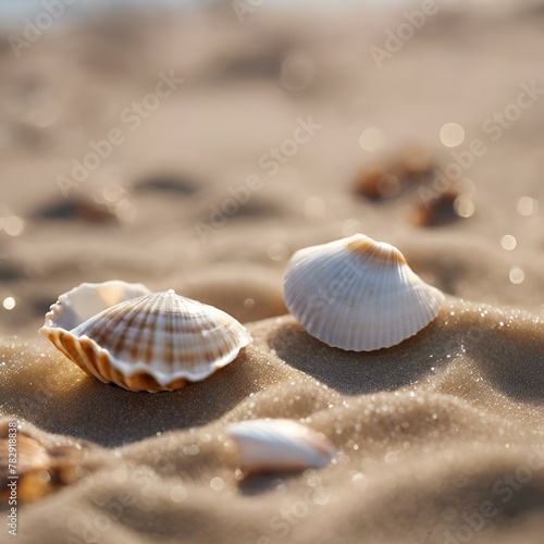 AI generated illustration of seashells on sandy beach